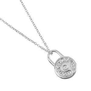 Pre-owned Tiffany & Co. Sterling Silver 925 (Ag925) Small Leather Goods Tiffany 1837 Round Lock Silver 925 Necklace