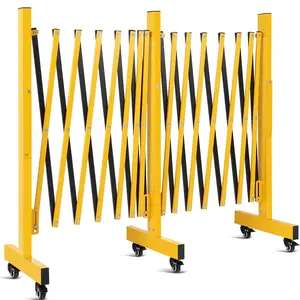 GARVEE 11FT Portable Expandable Metal Barricade with Adjustable Folding Safety Barrier Gate and Casters, Ideal for Traffic Control and Safety Management