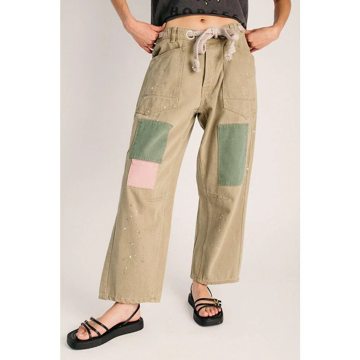The Gaston Painted Rope String Jean in Olive