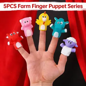 5-Piece Animal Finger Puppet Set, Farm Cartoon Series, Kids Fun Toy, Family Parent-Child Play Interaction, Storytelling, Birthday Party Gift