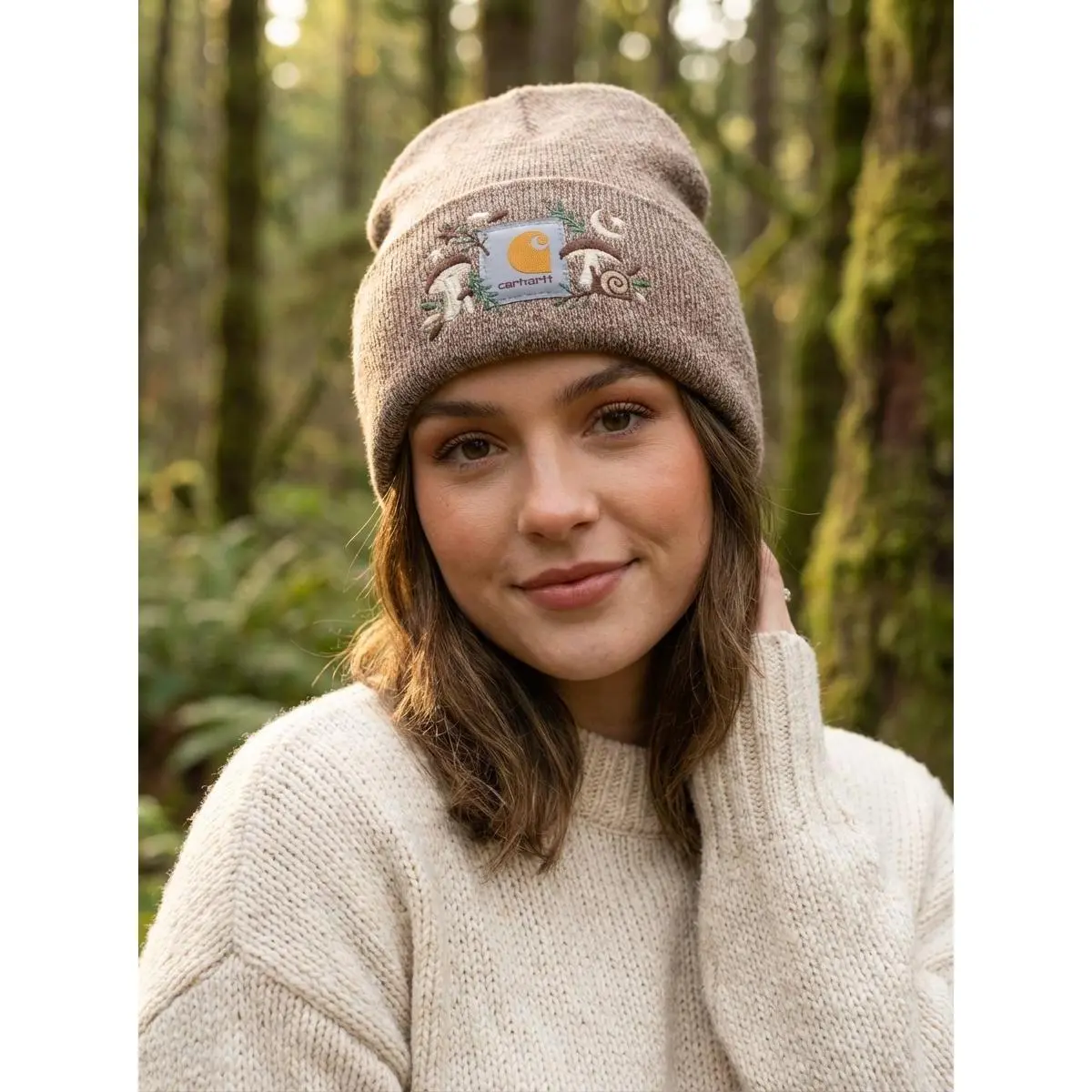 Mushroom Embroidered Beanie for Women – Cozy Custom Knit Winter Hat