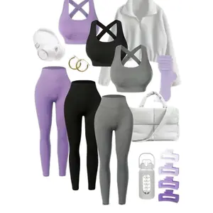 Women's Gym Sets - High-Waisted Leggings, Sports Bras, and Duffel Bag for Fitness Enthusiasts