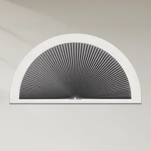 Arch Window Shades Half Circle Blackout Cellular Shades Cordless No Drill for Windows Half Moon Honeycomb Fabric No Tools Honeycomb Shades Easy Install (Grey-Blackout 36" X 72")