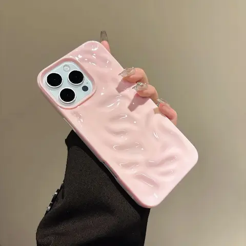 Luxury Fold-Pattern Texture Wave Soft Silicone Smartphone Casing - Shockproof Bumper, Protective Drop Guard Cover for iPhone 11,12,13,14,15 Pro Max & Various Models, Candy-Colored Cellphone Accessory
