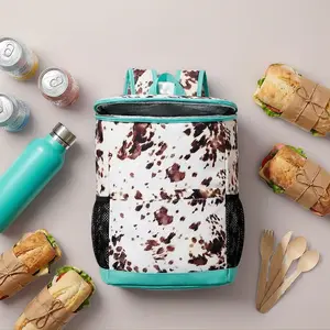 Picnic Cooler Backpack for Women Cute Cow Print Leakproof Picnic Bag Insulated Lunch Tote for Work Travel Hiking Soft Cooler with Side Pockets for Drinks Snacks and Ice Packs