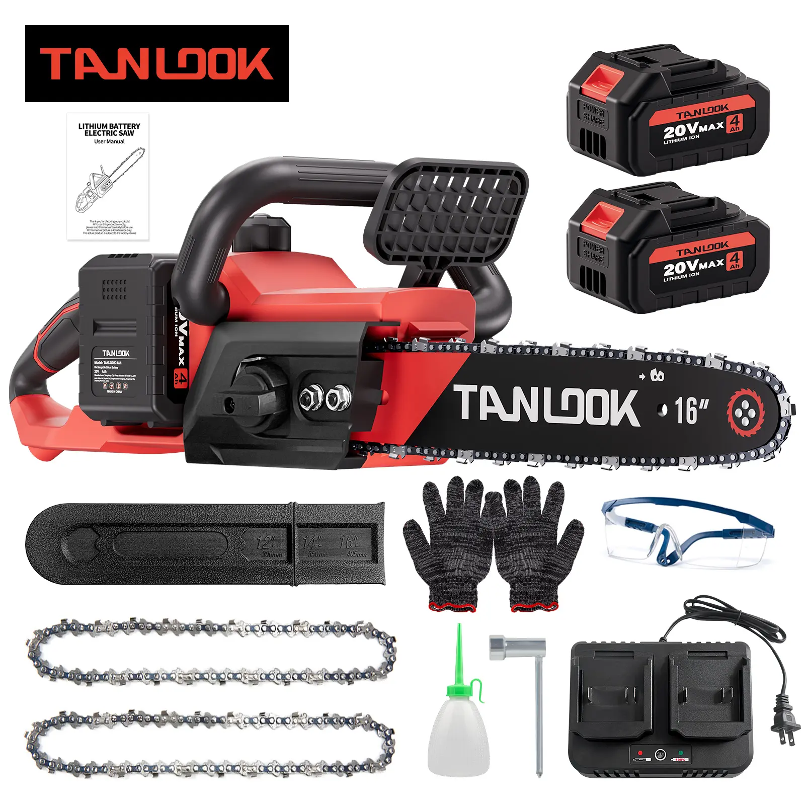 Outdoor Cordless Chain saw 16" Wide Guide Rail–Compact handheld electric chainsaw,equipped,2×4Ah batteries,highly efficient for wood cutting,tree trimming and pruning–ideal for woodworkers and DIY enthusiasts garden gadgets yard tool gardening work