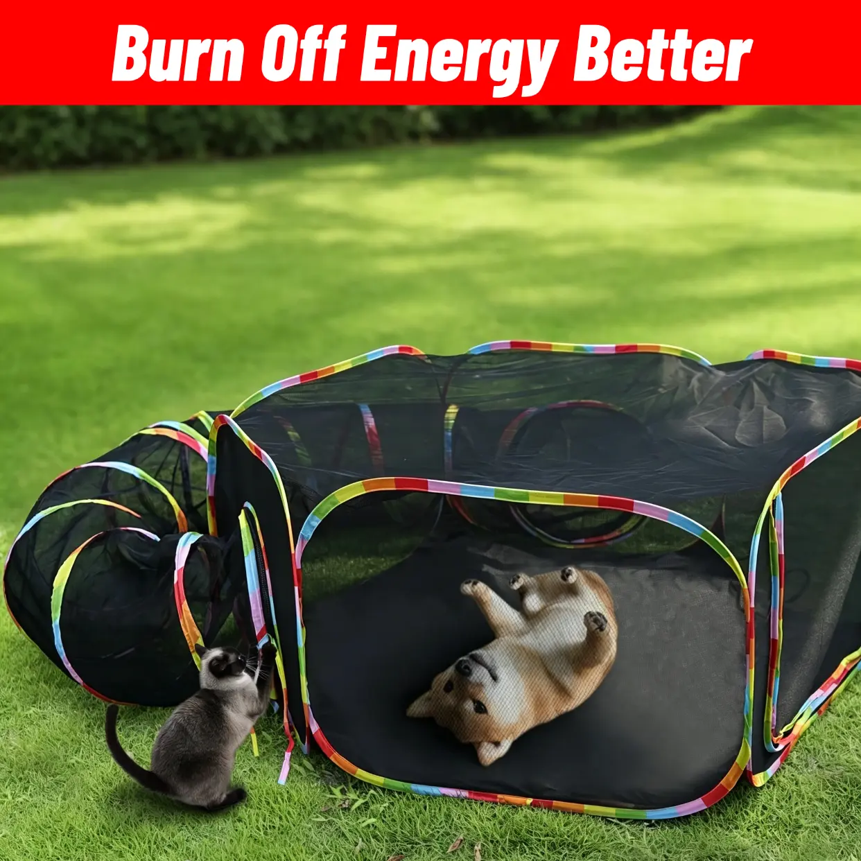 Outdoor Cat Enclosure,Portable Catio Outdoor Cat Tent,Enclosed Cat Run,Cat Tunnel Outdoor Cat Tunnels for Indoor Cats & Small Animals