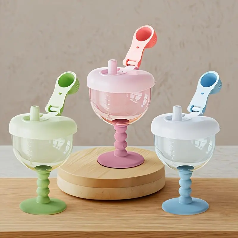 Toddler Sippy Cups for Kids - Leakproof Goblet-Shape Reusable Feeding Cup, Anti-Drop Solid Accessory for Juice, Milk, Outdoor Leisure Use