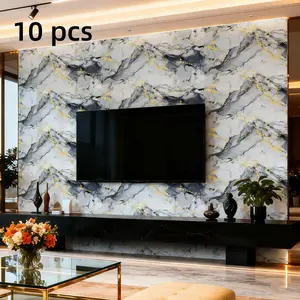 Marble Tile Wall Stickers Kitchen Bathroom Marble Backsplash Wallpaper Waterproof Self-Adhesive Wallpaper, Modern Decorative Tiles for Renovation & Decoration Marble Pattern Wallpaper