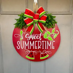 Watermelon & Letter Pattern Hanging Sign, Summer Themed Hanging Decoration, Front Door Decoration, Festive & Party Supplies, Decorative Fruit Ornaments