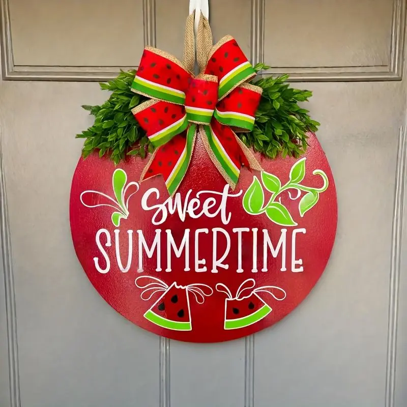Watermelon & Letter Pattern Hanging Sign, Summer Themed Hanging Decoration, Front Door Decoration, Festive & Party Supplies, Decorative Fruit Ornaments, Home Ornament, Cute Summer Ornaments
