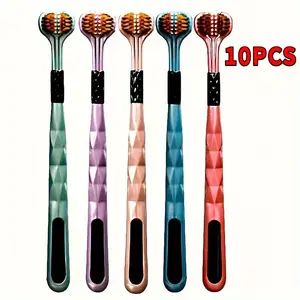 10/8/6 Pack 3D Three Sided Ultra Soft Bristle Adult othbrush - Gentle Gum Care, Deep Cleaning, Formaldehyde Free, Fully Covering The Head, Suitable for Sensitive Teeth, Oral Care, Ergonomic Handle Design Tongue Cleaner Brush Ultrasonic