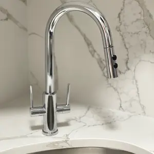 Luna&Muni,Kitchen faucets Polished Chrome,Kitchen faucets,Kitchen Faucet with Pull Down Sprayer,Two-Handle Kitchen Faucet,Kitchen Sink faucets with pullout Sprayer