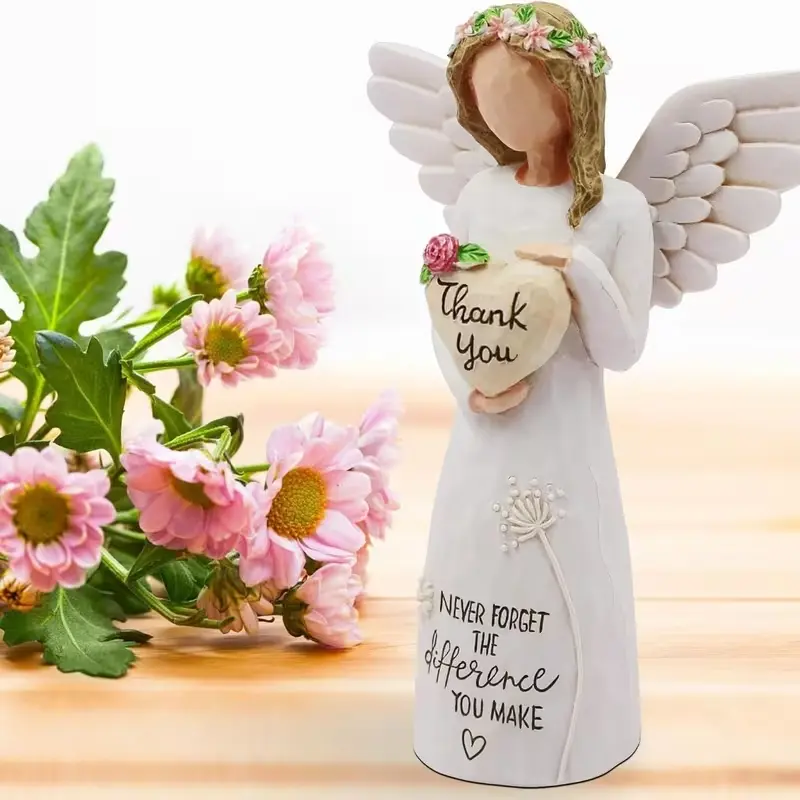 Angel Figurine with Inspirational Quote, Resin Tabletop Decor for Home, Living Room, or Office, Perfect Mother's Day Gift