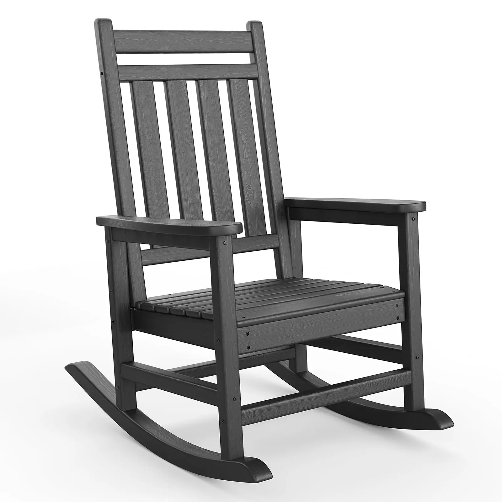 All-Weather HDPE Poly Lumber Adirondack Patio Rocking Chair Set - High Back Outdoor Rockers with Side Table, Durable Heavy-Duty Lawn Furniture for Adults, Ideal for Outdoor Living, Balcony, Gardens, Black/Blue Options, Adirondack Chair