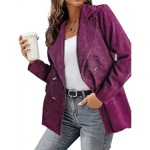 long sleeve suit jacket Plus Size, The New Autumn And Winter Women's Blazer Is Made Of Corduroy Fabric, Warm And Comfortable, Suitable For Going Out For Dates And Parties