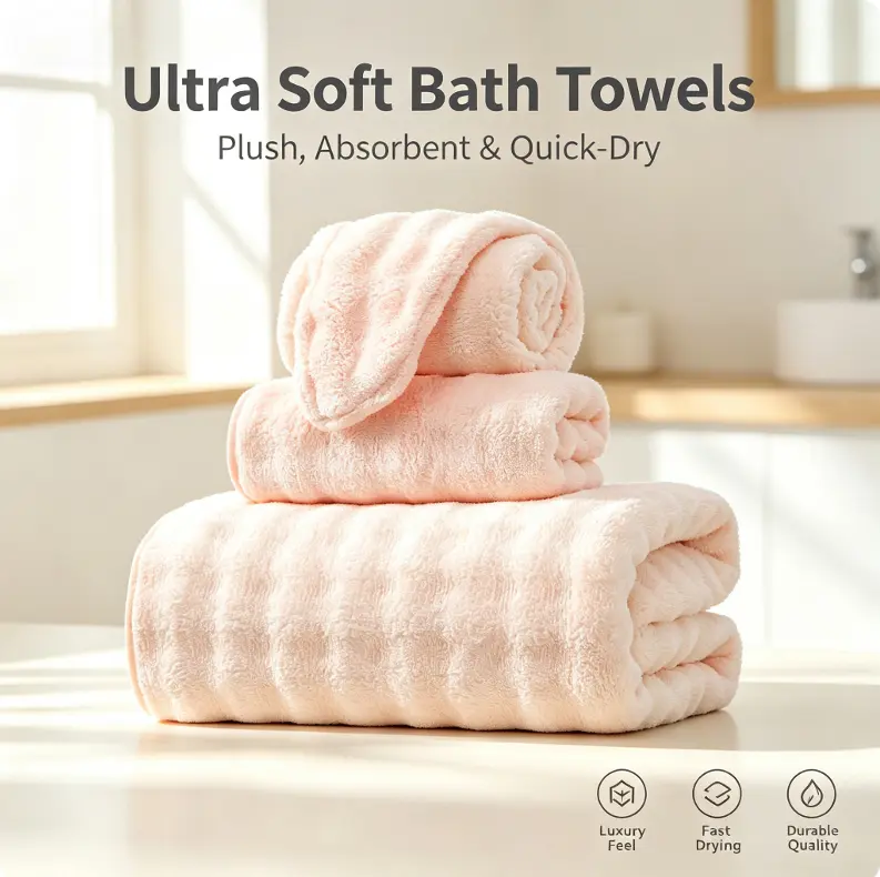 Soft absorbent towel,Family Bath Towel, Large Bath Towel, Quick Dry Towel, Fast Drying Towel, Super Soft Towel, Absorbent Bath, Checkered, Knit Fabric, Bathroom Essentials, Beach, Pool , Spa, Gym, Travel, Summer Beach Towel, Home Essentials