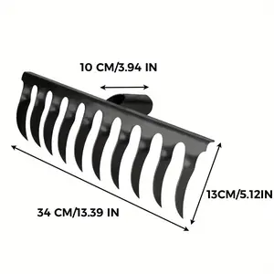 Manganese Steel Rake with 10 Teeth for Plowing Weeding and Collecting Hay Multifunctional Tool 34 CM x 13 CM Durable Gardening Tools Leaf Scoop Rake