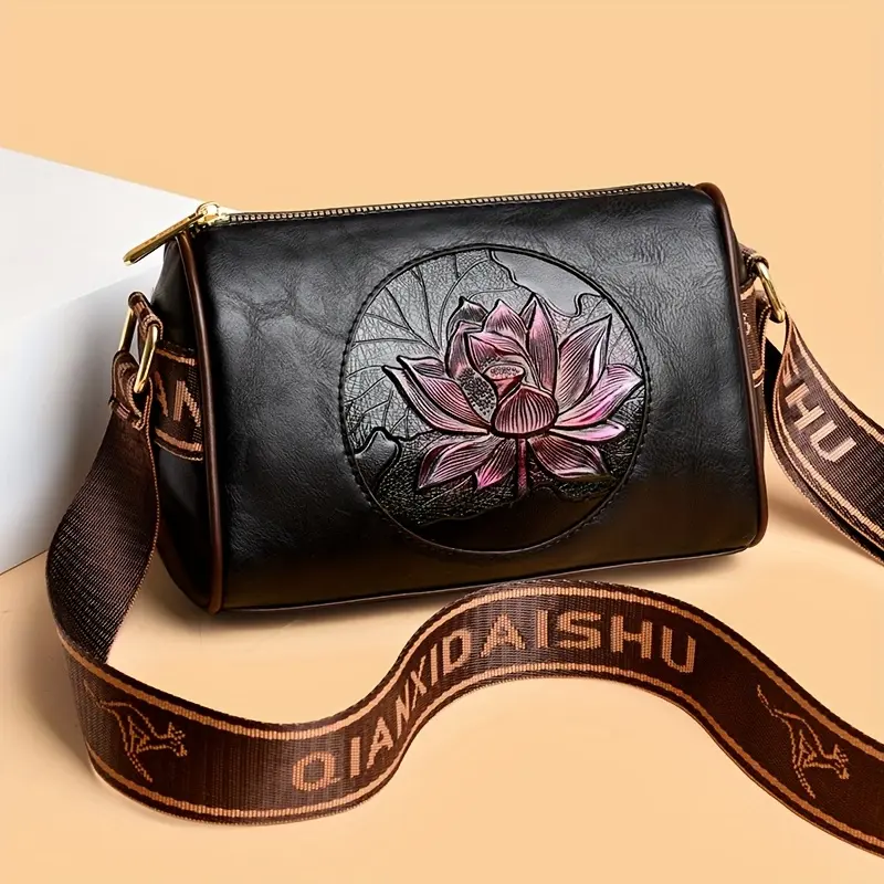 Fashionable Floral Pattern Crossbody Bag, Women's Casual Retro Multi-compartment Handbag Mom Bag house purse