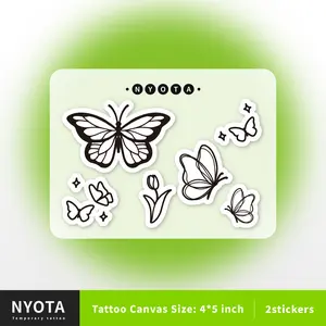 NYOTA Waterless Instant Tattoo Sticker - Metamorphosis 3.5x5 Inch Temporary Tattoos - 10 Stickers Included