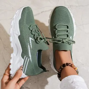 Women's Lace-Up Round-Toe Walking Sports Shoes - Casual, Stylish, Lightweight, Soft-Bottom for Outdoor Activities