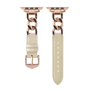 Unisex Apple Watch Metal Synthetic Leather Band, Compatible with Ultra/11/10/se/9/8/7/6/5/4/3/2/1 Series, Perfect Gift Choice