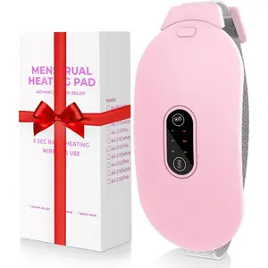 Heating Pads, Glyduny Period Cramp Massager Portable Cordless Heating Pad with 6 Heat Levels and 6 Massage Modes for Back Pain Relief Menstrual Heating Pad (Pink)