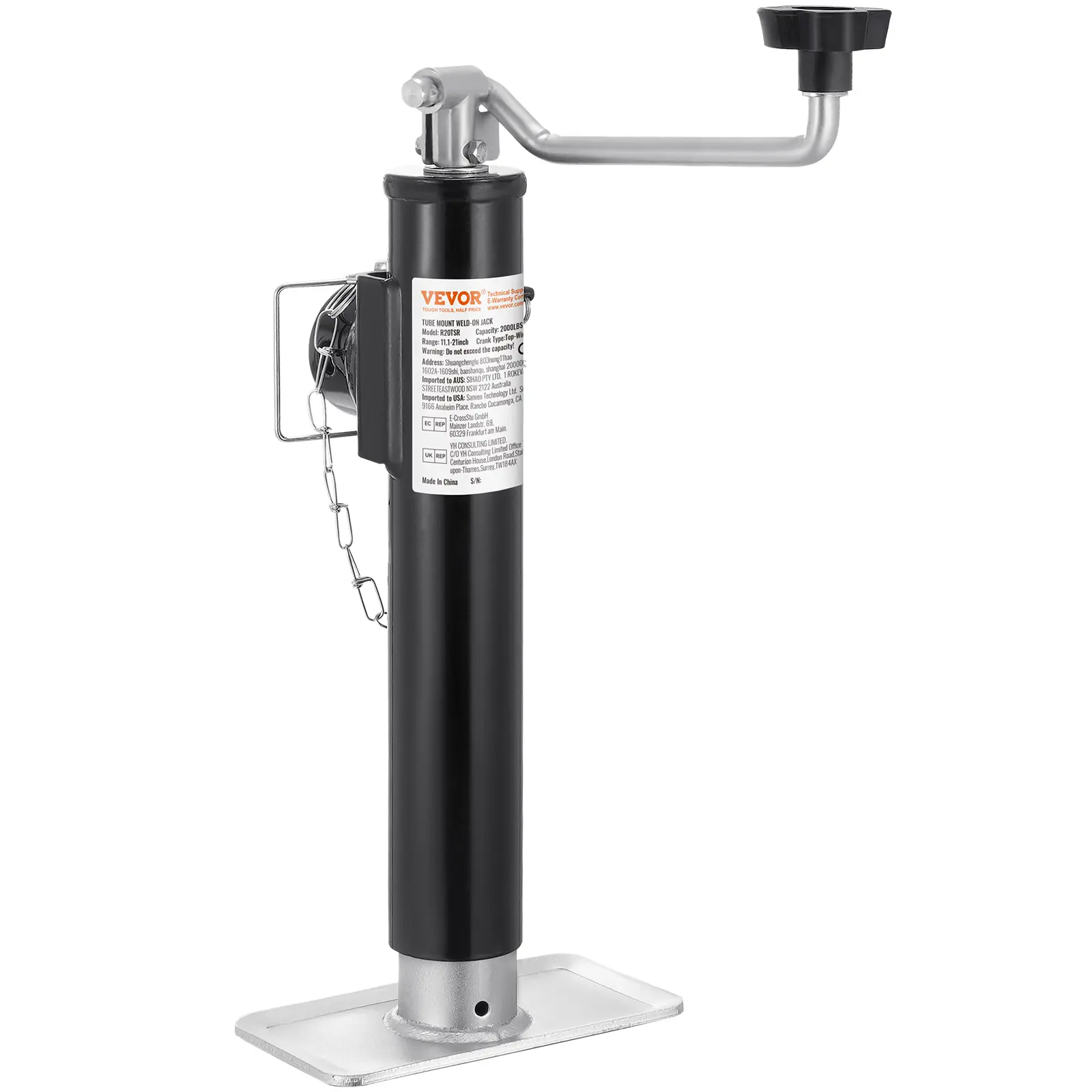 【summerfinds】VEVOR Trailer Jack, 2000 lbs Dynamic Load Capacity, Weld-on Pipe-Mount Swivel Trailer Jack, 10" Lift Trailer Jack Stand with Handle for RV Trailer, Horse Trailer, Utility Trailer, and Yacht Trailer