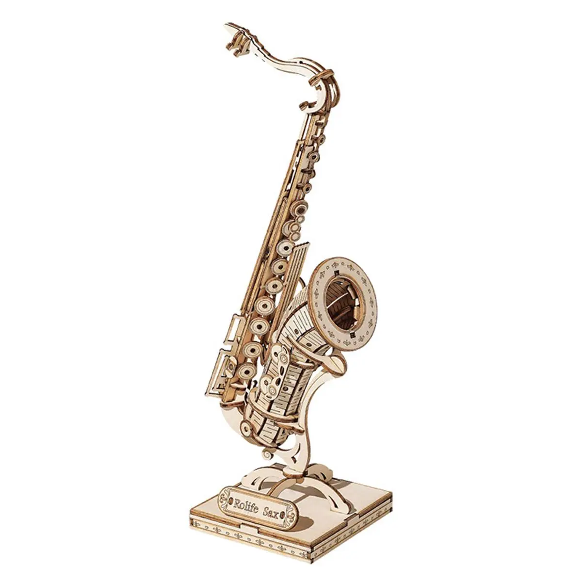 Robotime Hand-Assembled 3D Wooden Jigsaw Puzzle - Music Theme Saxophone Toy, Handcrafted Wooden Puzzles for Unisex Ages 14+, Creative Gift for Friends & Family, Ideal for Birthdays