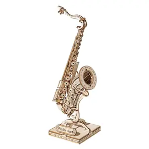 Robotime 3D Model Wooden Jigsaw Puzzle - Music Theme Saxophone Toy for 14+ Teens and Adults