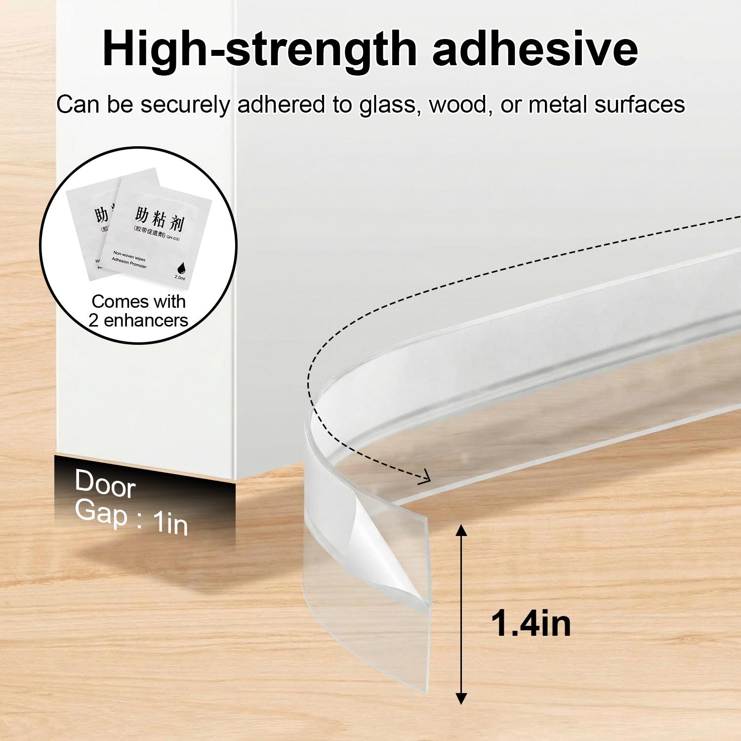 16.4Ft Door Weather Stripping, Door Weather Stripping, Sealing Tape for Door Draft Stopper Adhesive Tape for Doors Windows and Shower Glass Gaps (Transparent, 35MM)