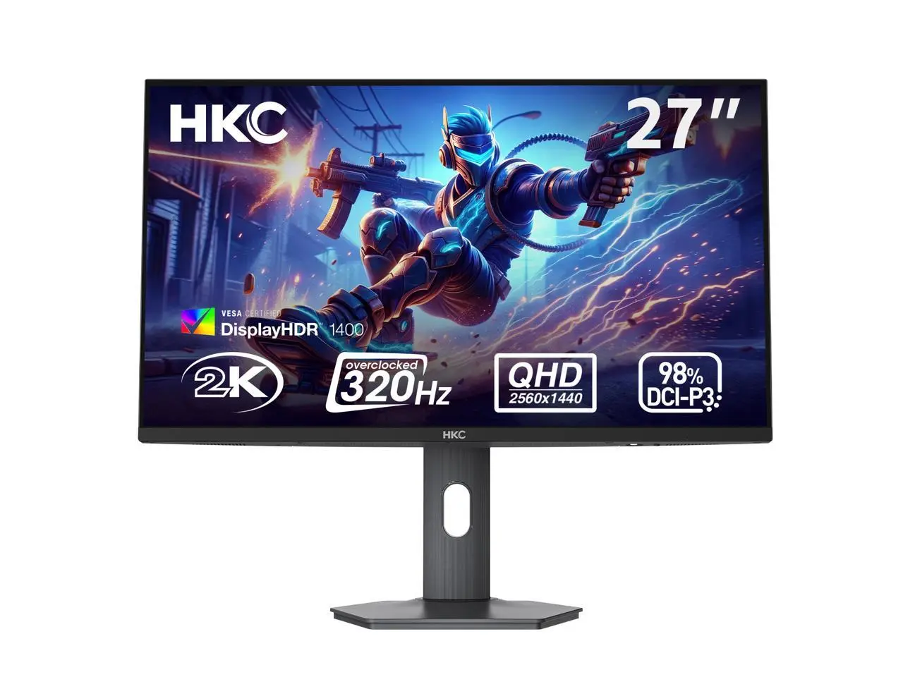 HKC G27M5 27 Inch QD-Mini LED Gaming Computer Monitor 1440p 320Hz IPS HDR1400 1152-Zone Backlight 1ms DCI-P3 98% Height Adjustable DisplayPort 1.4 HDMI 2.1 Adaptive Sync Next-Gen Esports Monitor