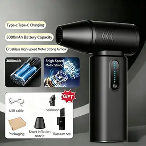 Conlilai Mini Cordless Air Duster, Portable USB Rechargeable Handheld Blower for Cleaning, Inflating & Vacuuming