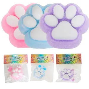 3pcs 3.15in Big Squishy, Cat Paw Squishy Toys, Sticky Squeeze Fur Ball, Jelly Kitty Funny Fidget Toys Novelty Things Suitable for Adults Kids
