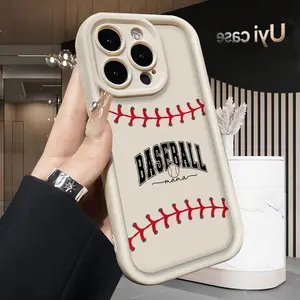 Baseball Soft Case for iPhone 17 Air 16 Pro Max 15 Plus 14 13 12 11 X XS Shockproof Drop Protection Rugged Durable Silicone Cover Anti-Scratch Festive Design