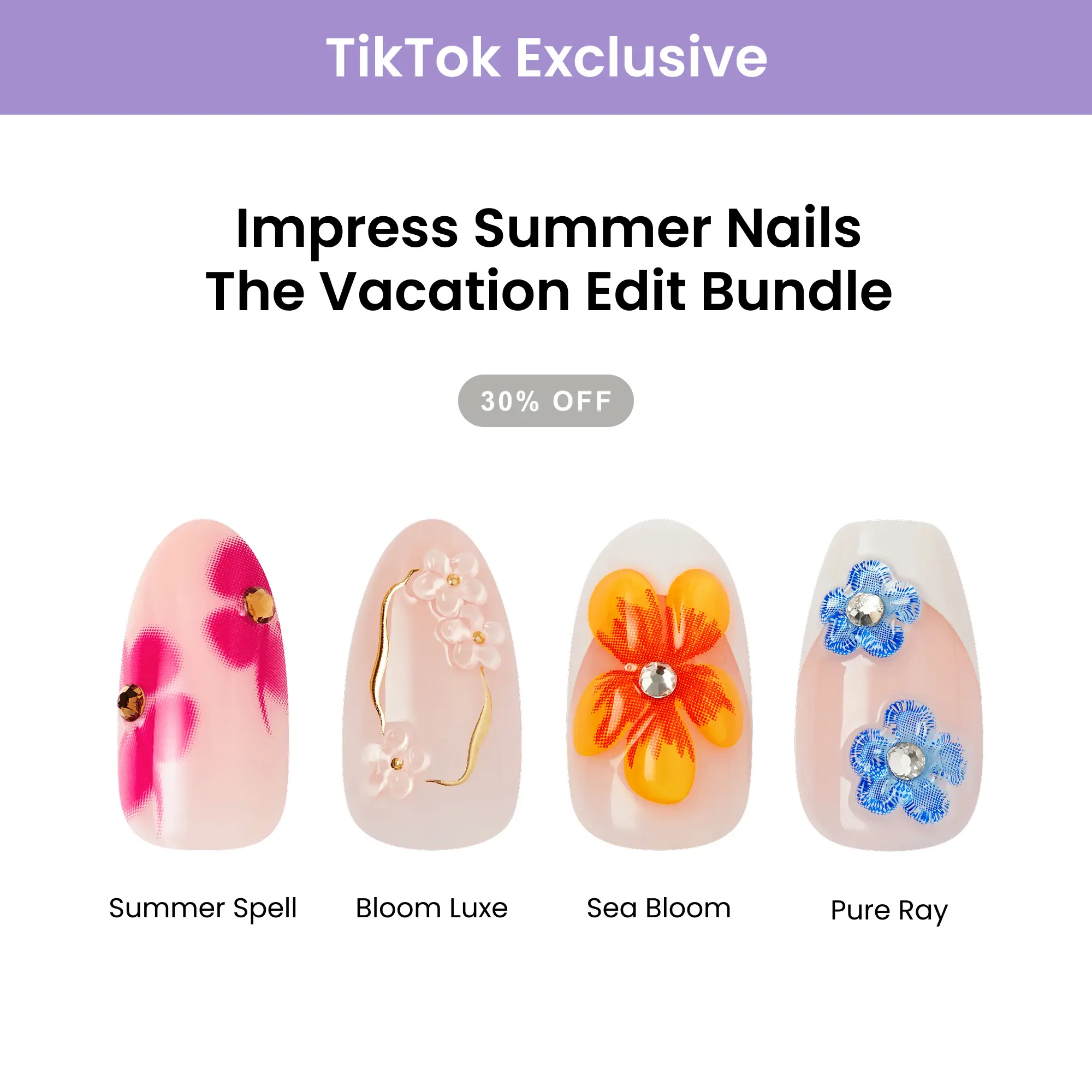 [TikTok Exclusive] Impress Summer Press On Nails Bundle - The Vacation Edit
