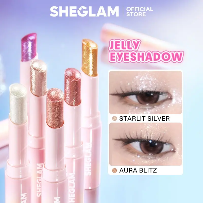 SHEGLAM Crystal Jelly Glaze Stick Hydrating Glossy Lip Balm Sheer Tinted Moisturizing Lip Stick Smooth Jelly Texture Long Lasting Shine Non Sticky Lip Care for Daily Makeup and Natural Look