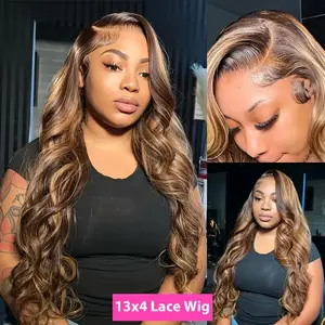 12A Front Lace Wig, gradual change of women's highlights, large wavy long curly hair full head cover