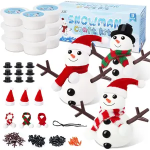 9 Pack Build a Snowman Kit Snowman Crafts for Kids,Modeling Clay Snowman DIY Kit, Christmas Stocking Stuffers for Kids,Christmas Crafts Xmas Gift