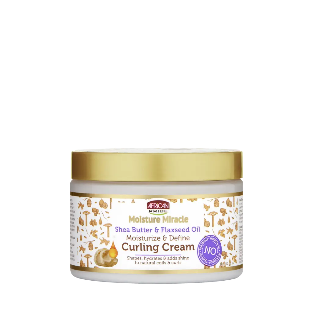 AFRICAN PRIDE MOISTURE MIRACLE SHEA BUTTER & FLAXSEED OIL CURLING CREAM, 12OZ