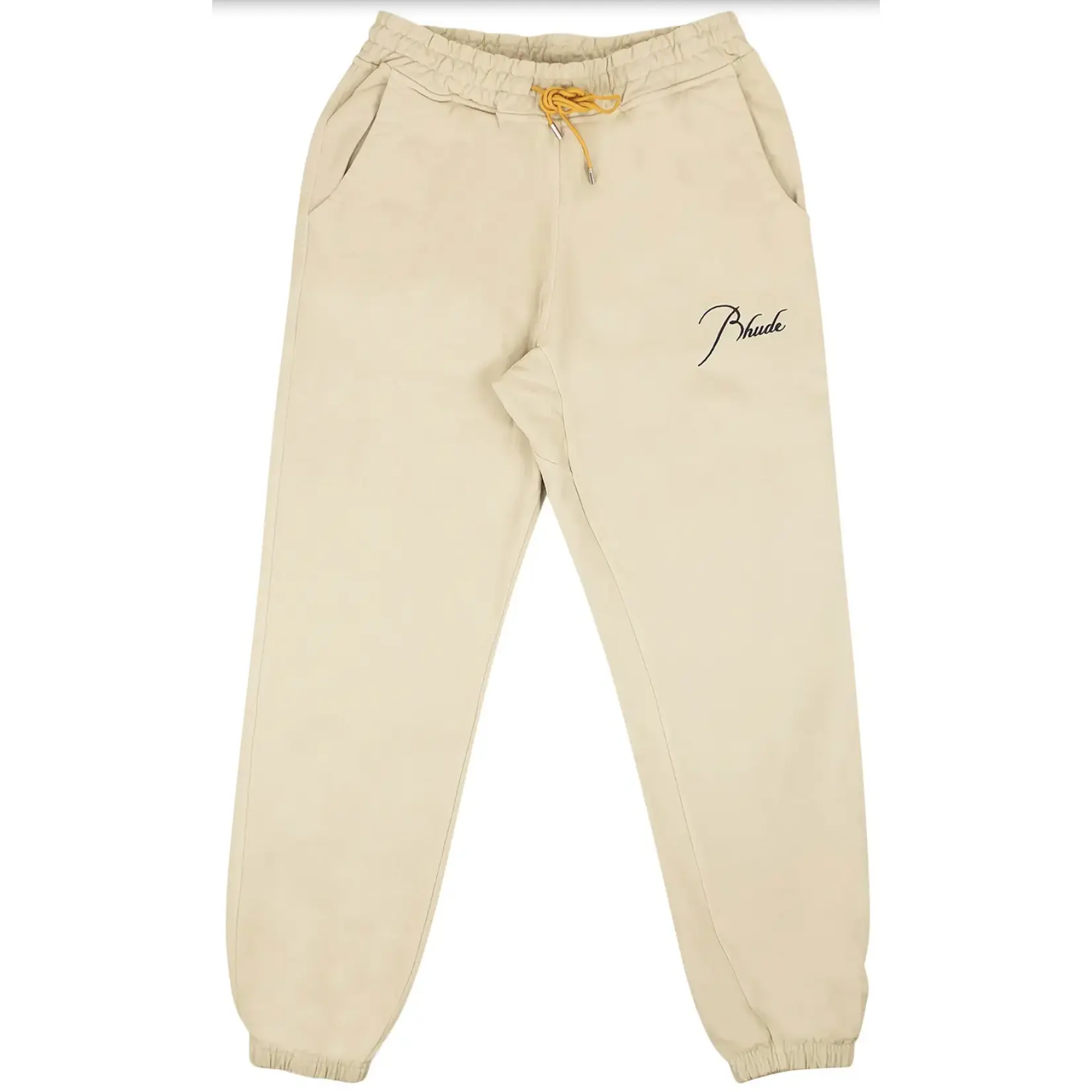 RHUDE Authentic Men's Heavyweight Embroidered Logo Sweatpants in Bone MD MSRP: $765
