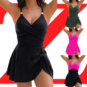 2025 New V-neck Sexy Cover-up Conservative Backless One-piece Swimsuit for Women