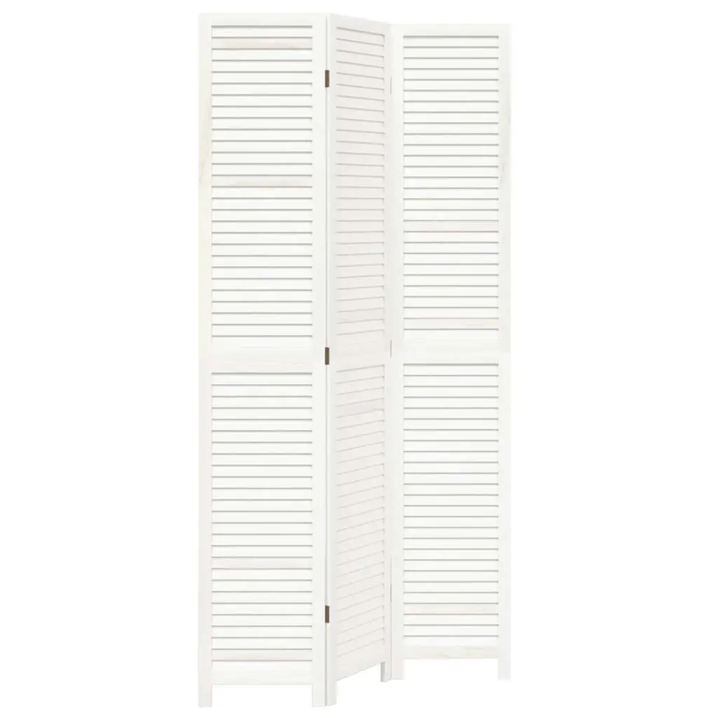 vidaXL Room Divider 3 Panels, Privacy Screen, Room Separator for Bedroom Office, Foldable Room Partition, White Solid Wood Paulownia 358832