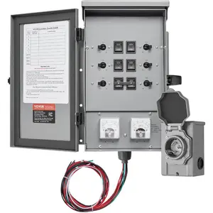 VEVOR Manual Transfer, 30-Amp 10-Circuit, Prewired Generator Transfer Kit with NEMA L14-30P Power Inlet Box, Double-Throw, NEMA 3R, Mechanical Watt Meter, for 7500W GeneratorsVEVOR Super Brand Day