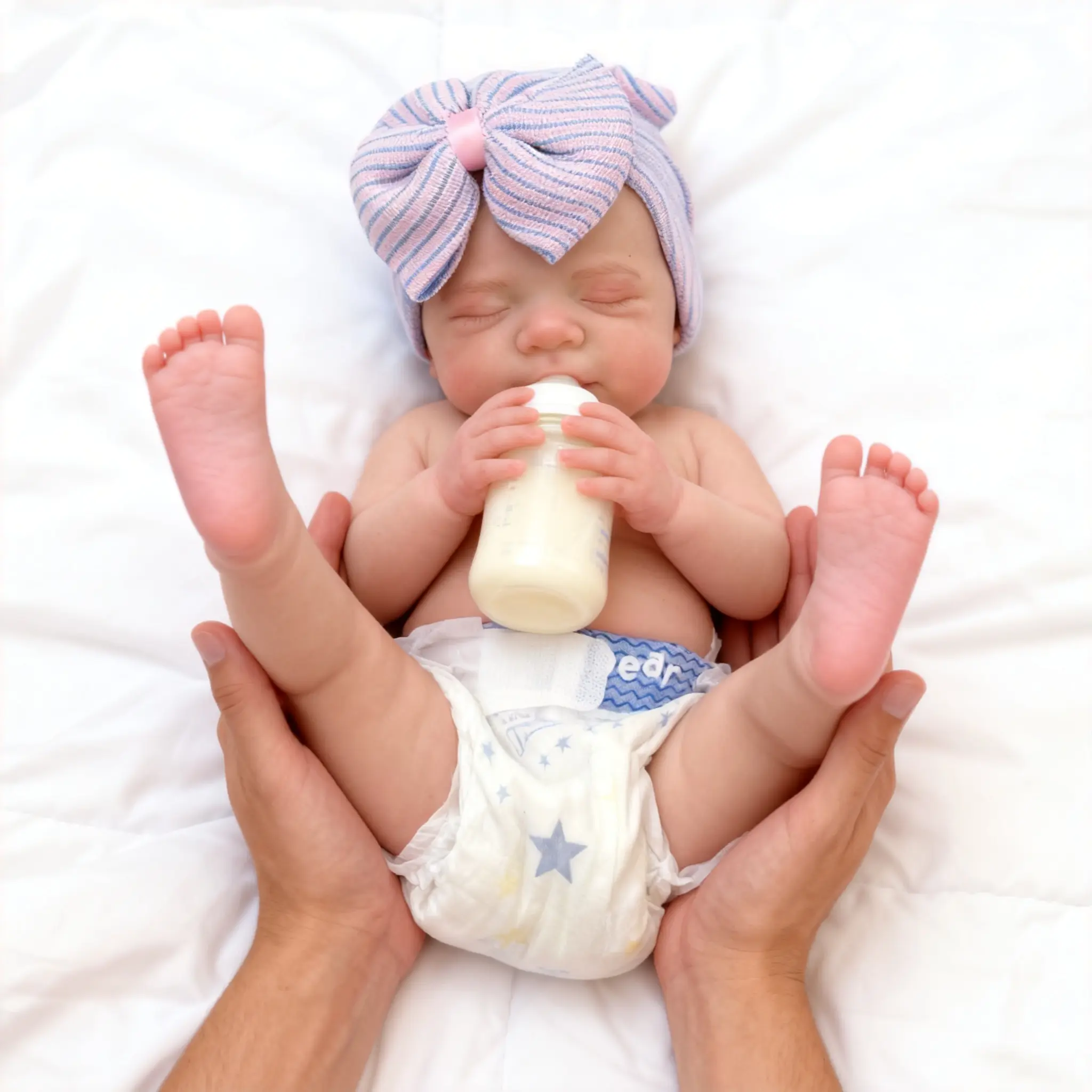 18-inch Realistic Sleeping Basbill Reborn Doll - Anatomically Correct Baby Girl, Full body silicone reborn baby, Open Mouth and Tongue, Soft Light Gray Texture, Lifelike Sleeping Expression. Ideal Collector & Birthday Gift for Girls (Doll O