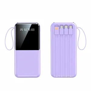 10000mAh Portable Power Bank – 20W Fast Charging with Built-in Cables for Smartphones, Tablets & USB-C Devices – Travel-Friendly Rechargeable Battery Pack