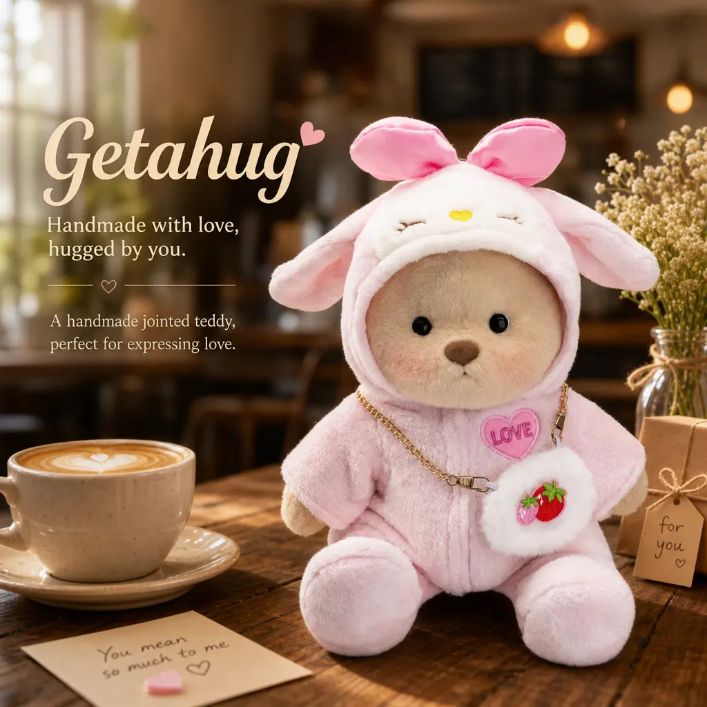 Getahug 12-inch Teddy Bear Plush Toy | Perfect as a gift for girls or girlfriends, full of summer vibes, comes with interchangeable outfits: plush hat, blue shark, pink dinosaur, plush elephant.Build-A-Bear,Back-to-school companion items