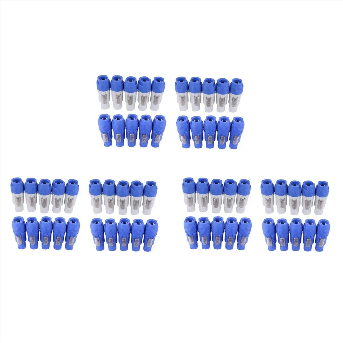 60-Pack Powercon-Type Connector Set - 3-Pin Male Plugs, Blue Power-In (NAC3FCA), Grey Power-Out (NAC3FCB), 20A 250V High Current Capacity, Plastic Body, for Pro Audio&Video, Lighting, Stage Lighting, 3-Pin Plugs