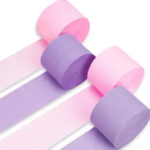 PartyWoo Light Pastel Pink and Purple Crepe Paper Streamers, 4pcs 328ft Pack, Festive Decor Gifts for Birthday, Wedding Home & Party Supplies