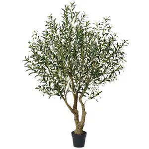 VeriNatural 6/7/8FT UV Resistant Artificial Olive Tree with Black Planter for Indoor & Outdoor （VN138）